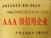 2002年7月-2003年6月中国农业银行安徽省分行AAA级信用企业